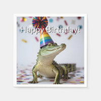 Krokodil mit Regenbogen-Geburtstagshut