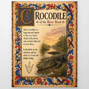 Krokodil, mittelalterliche Bestiarien-Kunst Postkarte