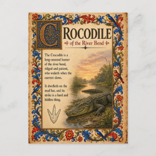 Krokodil, mittelalterliche Bestiarien-Kunst Postkarte