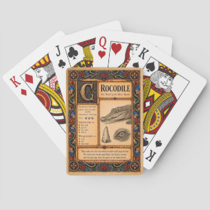 Krokodil, mittelalterliche Bestiarien-Kunst Spielkarten