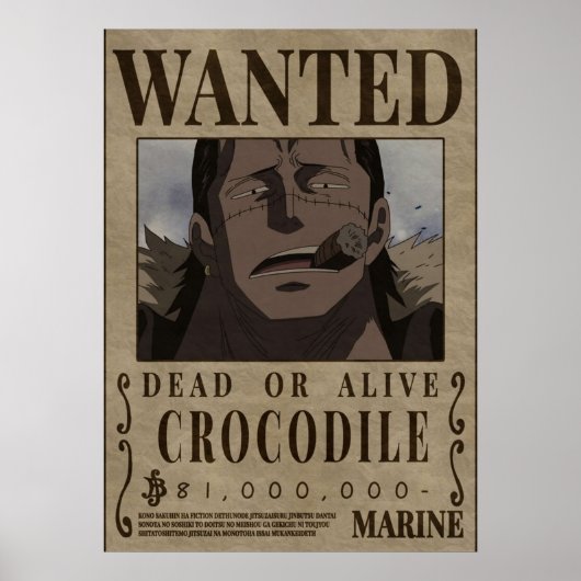Krokodil One Piece Gesuchter Kopfgeld Poster (Vorne)