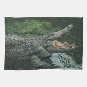Krokodil-Reptilien, Vintage-Meeresleben Geschirrtuch