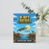Krokodil, Retro-8-Bit-Pixelkunst Postkarte (Stehend Vorderseite)