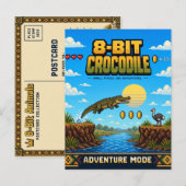 Krokodil, Retro-8-Bit-Pixelkunst Postkarte (Vorne/Hinten)
