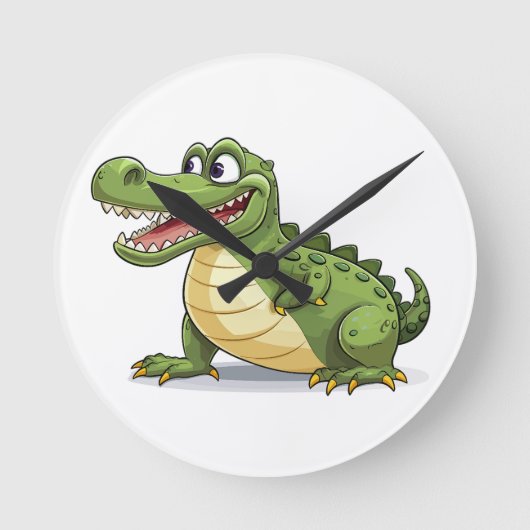 Krokodil Runde Wanduhr (Vorderseite)