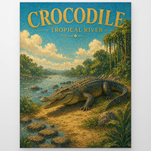 Krokodil Tropischer Fluss Wasserfarbe GeoSaga Postkarte