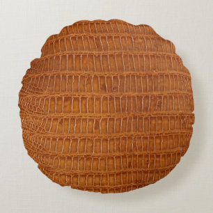 Krokodilalligatorenledertextur nah rundes kissen