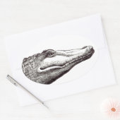 Krokodilalligatorin Libellen zeichnend Kunst Ovaler Aufkleber (Umschlag)
