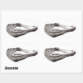 Krokodilalligatorin Libellen zeichnend Kunst Ovaler Aufkleber (Blatt)