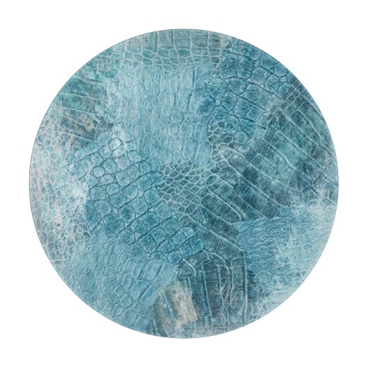 Krokodile Batik: Texturierte Stoffkunst Schneidebrett (Vorderseite)