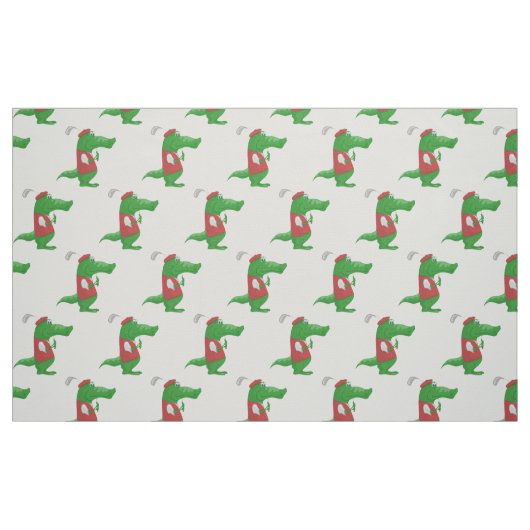 Krokodile beim Golfspielen Cartoon Stoff (Fat Quarter (45,7 x 55,9 cm))