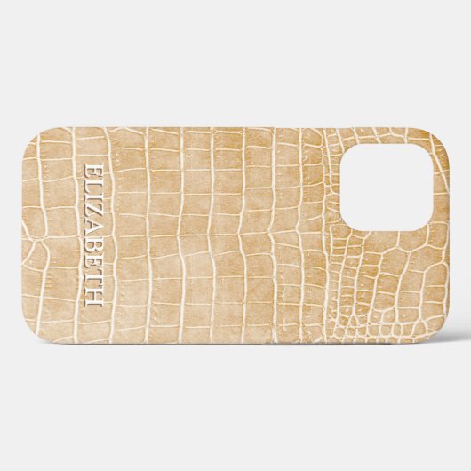 Krokodile Champagner Imitat Leder Personalisierter Case-Mate iPhone Hülle (Rückseite (Horizontal))