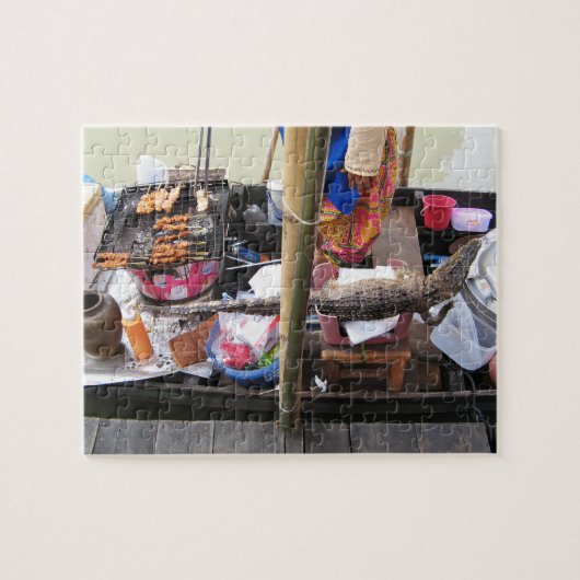 Krokodile Fleisch GRILLEN ... Thailand Street Food Puzzle (Horizontal)