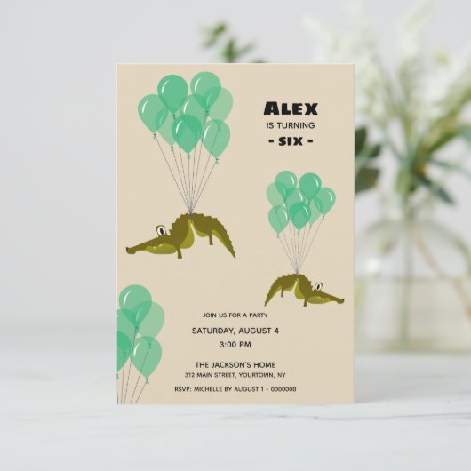 Krokodile-Geburtstagspartei Einladung (Stehend Vorderseite)