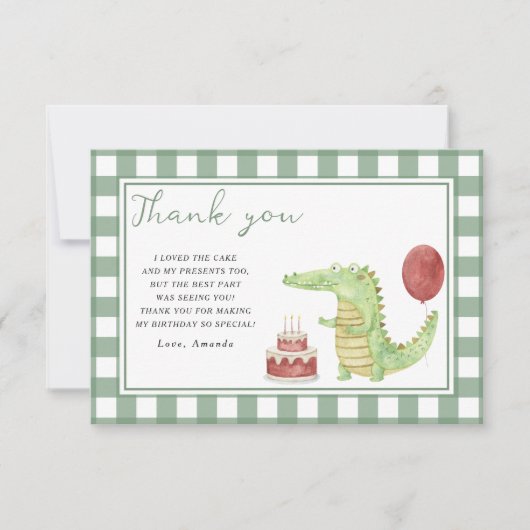Krokodile Geburtstagsparty danke (Vorderseite)