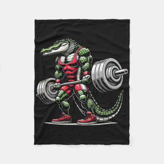 Krokodile Gewichtsheben Fleecedecke (Vorderseite)