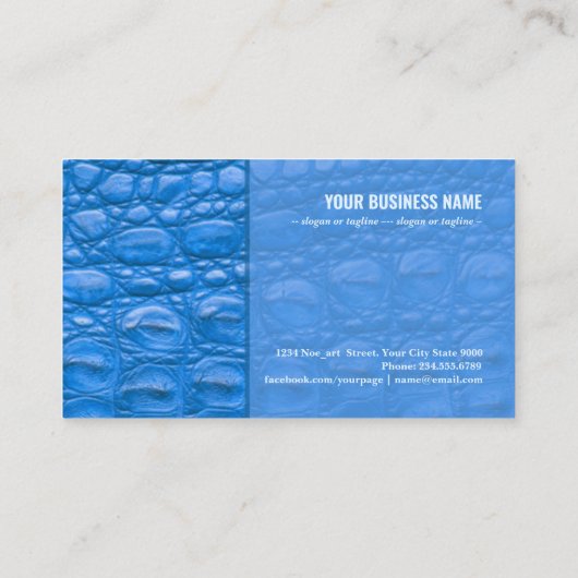 Krokodile Hautstruktur, blaue Farbe Visitenkarte (Rückseite)
