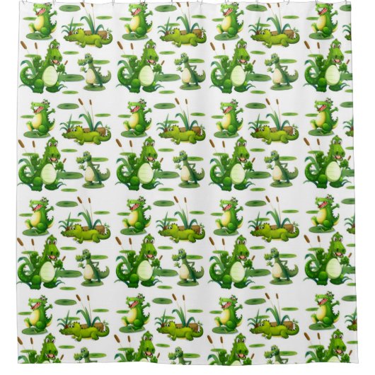 Krokodile im Teich Duschvorhang (Vorderseite)