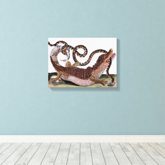 Krokodile isst Schlange auf Tuch Leinwanddruck (Insitu (Holzboden))