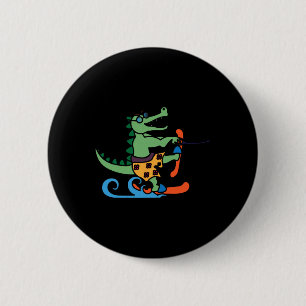 Krokodile Lover Skifahrer Reptilien Wasserski Button