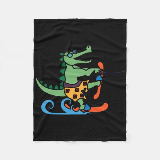 Krokodile Lover Skifahrer Reptilien Wasserski Fleecedecke (Vorderseite)