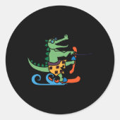 Krokodile Lover Skifahrer Reptilien Wasserski Runder Aufkleber (Vorderseite)