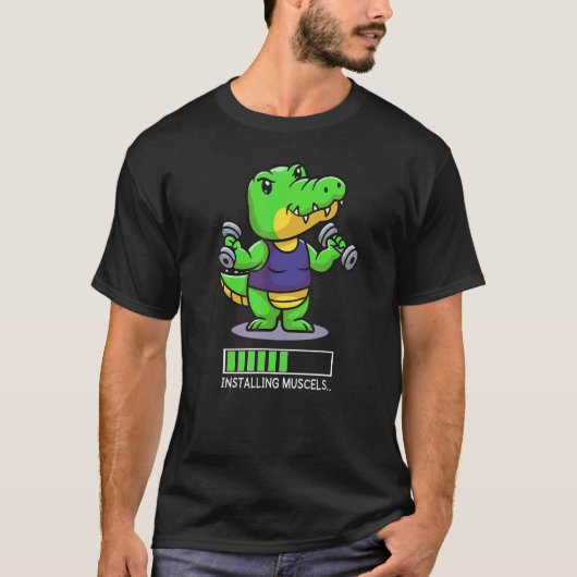 Krokodile Muskelbeladung Bar Stärke Trainingsgym T-Shirt (Vorderseite)