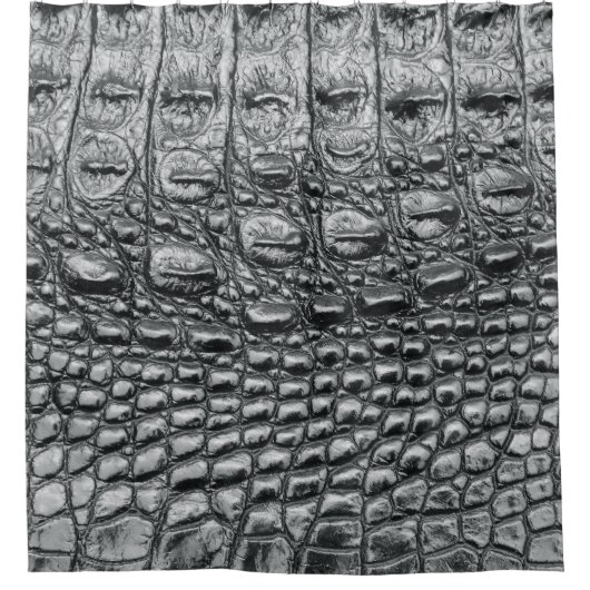 Krokodile Noir: Mystik aus schwarzem Leder Duschvorhang (Vorderseite)