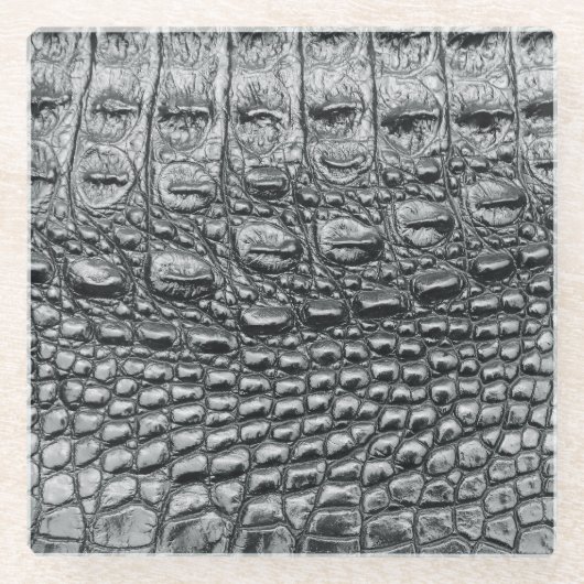 Krokodile Noir: Mystik aus schwarzem Leder Glasuntersetzer (Vorderseite)