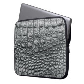 Krokodile Noir: Mystik aus schwarzem Leder Laptopschutzhülle (Vorderseite Links)