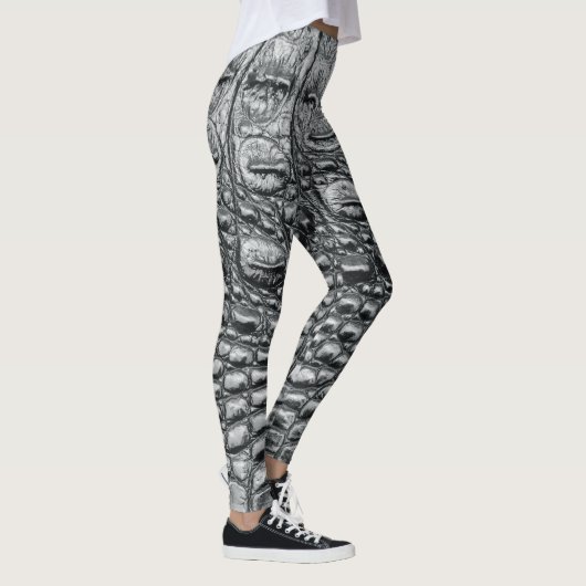 Krokodile Noir: Mystik aus schwarzem Leder Leggings (Rechts)