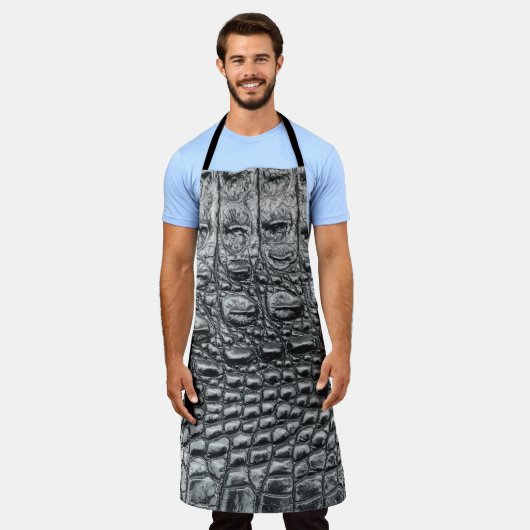 Krokodile Noir: Mystik aus schwarzem Leder Schürze (Getragen)