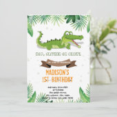 Krokodile Party Einladung (Stehend Vorderseite)