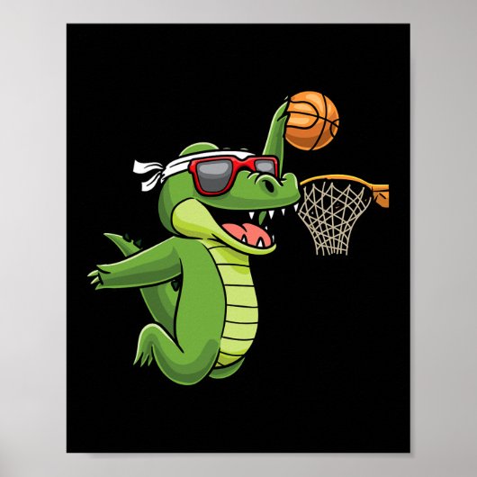 Krokodile Playing Bysketbyll Alligator Bysketbyll Poster (Vorne)