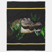 Krokodile-Raubtier, Kopf mit Goldfolienstruktur Fleecedecke (Vorderseite)