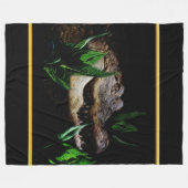 Krokodile-Raubtier, Kopf mit Goldfolienstruktur Fleecedecke (Vorderseite (Horizontal))