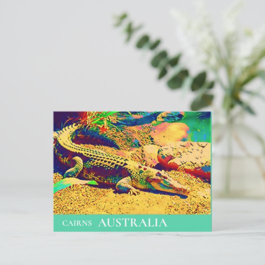 Krokodile Reptil Queensland Australien Reise Postkarte (Stehend Vorderseite)