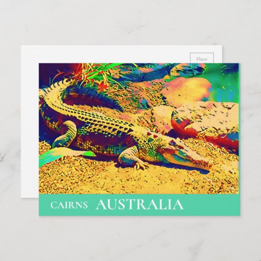 Krokodile Reptil Queensland Australien Reise Postkarte (Vorne/Hinten)