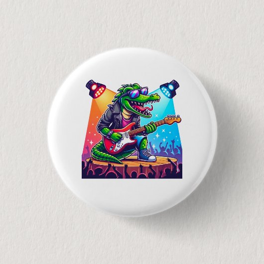Krokodile Rockstar coole Kunst Button (Vorderseite)