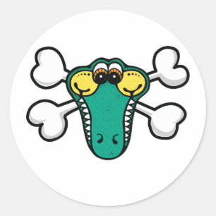 Krokodile Schädel und Kreuze Runder Aufkleber