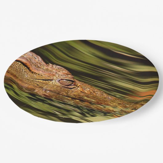 Krokodile-Teller Pappteller (Schrägansicht)