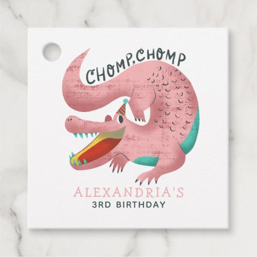 Krokodile Thema Geburtstagsparty Pink Geschenkanhänger (Vorderseite)