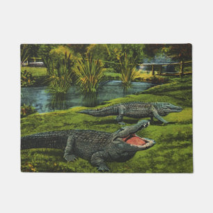 Krokodile, Vintage Meeresleben Reptilien Tiere Fußmatte