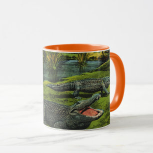 Krokodile, Vintage Meeresleben Reptilien Tiere Tasse