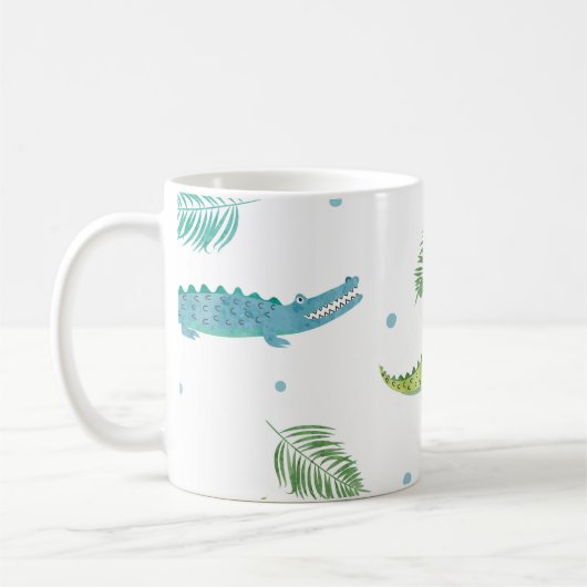 Krokodile Wasserfarbe: Vintages Alligatormuster Kaffeetasse (Links)