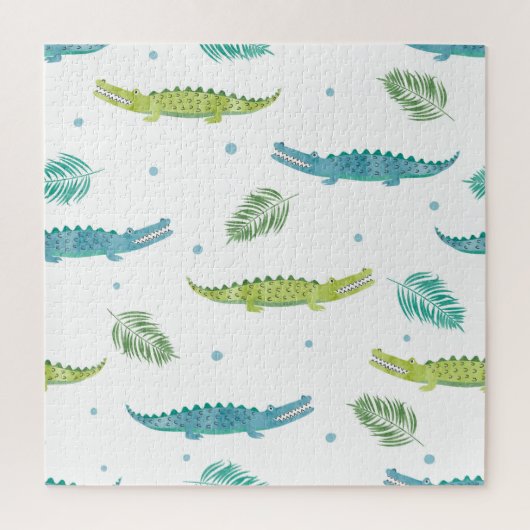 Krokodile Wasserfarbe: Vintages Alligatormuster Puzzle (Vertikal)