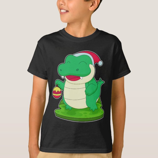 Krokodile Weihnachtsfeiertage Weihnachtsmannmütze T-Shirt (Vorderseite)