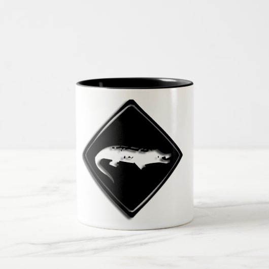 Krokodile-Zeichen-Tasse Zweifarbige Tasse (Mittel)