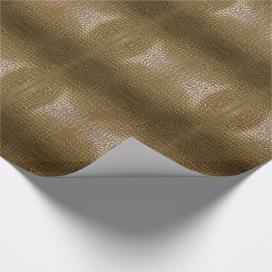 Krokodilleder, beige-braune Alligator Geschenkpapier (Ecke)