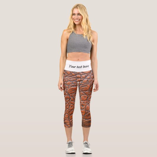 Krokodilleder-Fake-Look Capri Leggings (Vorderseite)